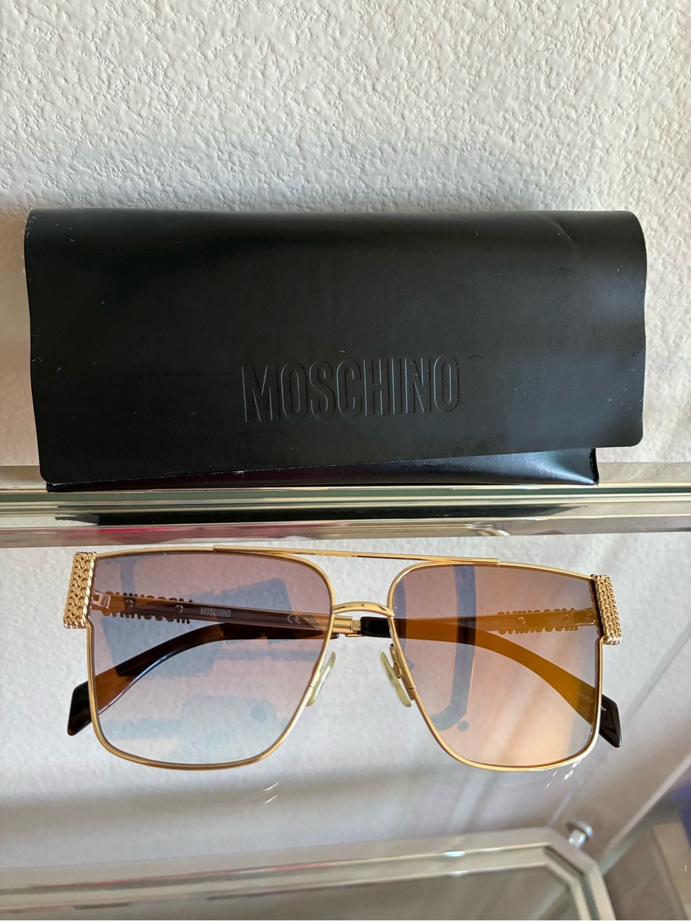 Moschino Gold Geometric Sunglasses | Original Case - Picture 6 of 9